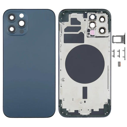 Replacement Back Cover for Daily Phone Refresh in Blue - iPhone 12 Pro rear housing with camera cutouts and internal plate