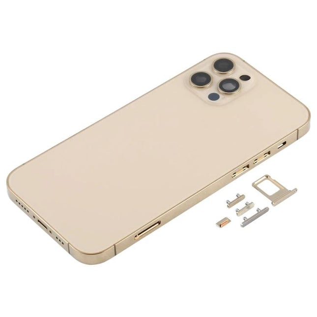 Replacement Back Cover for Daily Phone Refresh in Blue showing blue iPhone 12 Pro back cover with camera cutouts and replacement buttons