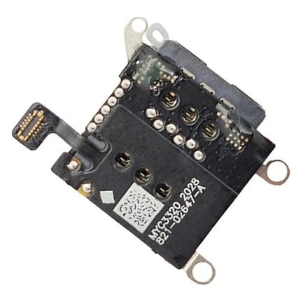 Essential Dual SIM Adapter for iPhone Travel Essentials showing black dual SIM module for iPhone 12/12 Pro with contact pins and flex connector