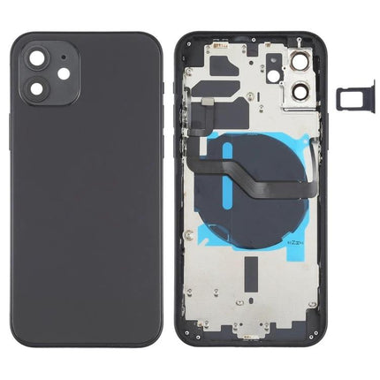 Replacement Back Cover for iPhone 12 Daily Use and Maintenance - black replacement back cover kit with internal components and SIM tray