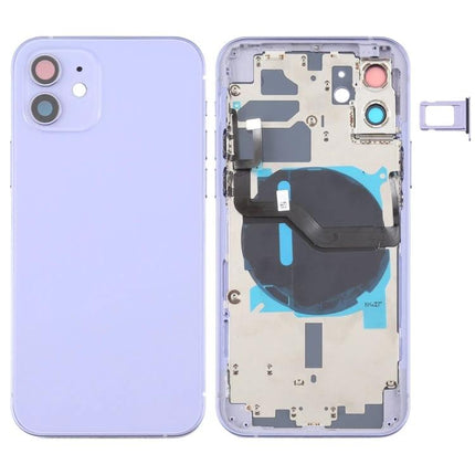 Replacement Back Cover for iPhone 12 Daily Use and Maintenance - lavender rear shell kit with internal components and SIM tray