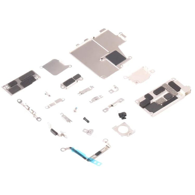 Replacement Parts Kit for Everyday iPhone Fixes at Home — assortment of internal iPhone 12 Pro replacement parts laid out for DIY repairs