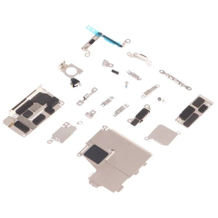 Replacement Parts Kit for Everyday iPhone Fixes at Home – iPhone 12 Pro internal metal shields and small replacement components laid out