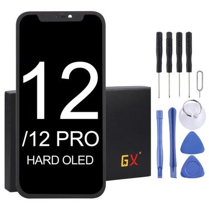 GX Replacement Screen for iPhone 12 Daily Use Essentials - replacement iPhone 12 screen kit with tools and box, hard OLED display