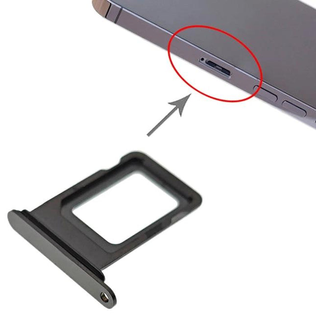 iPhone 13 Pro SIM Card Tray for Everyday Phone Maintenance replacement tray shown next to iPhone with SIM slot circled