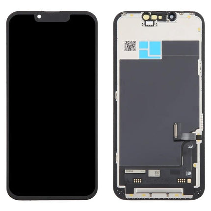 Replacement JK LCD Screen for iPhone 13 Everyday Essentials - front and back replacement LCD assembly showing display and connectors