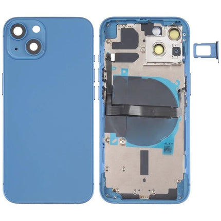 Replacement Back Cover for iPhone 13 Daily Use Essentials blue back cover with side buttons card tray flex cables and wireless charging module