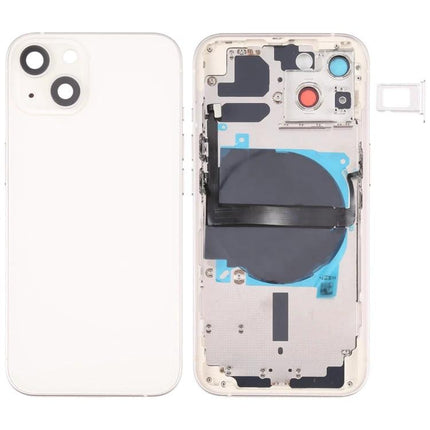 Replacement Back Cover for iPhone 13 Daily Use Essentials white rear housing with wireless charging module and side buttons