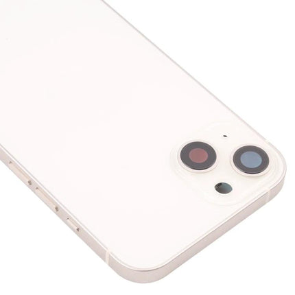 Replacement Back Cover for iPhone 13 Daily Use Essentials white rear panel with camera cutouts and side buttons, includes card tray and flex cables