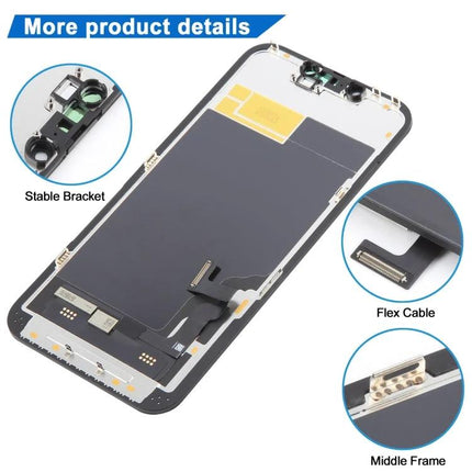 iPhone 13 Replacement Screen for Everyday Mobile Interactions - replacement screen assembly with flex cable, stable bracket and middle frame for quick repairs