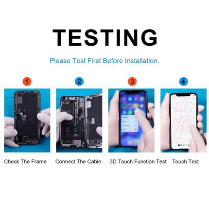 Essential Screen for Maintaining Your iPhone in Daily Life - testing replacement LCD assembly showing frame check, cable connect, 3D Touch and touch test