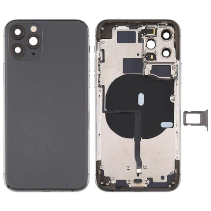 Essential Back Cover for iPhone 11 Pro in Daily Repairs - replacement back cover kit showing exterior and interior parts with SIM tray