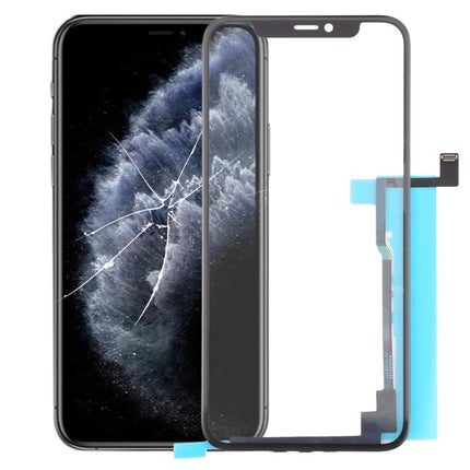 iPhone 11 Pro Replacement Touch Panel for Everyday Use - front glass digitizer replacement showing cracked phone and new touch panel