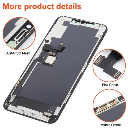 Keep Your iPhone 11 Pro Max Screen Ready for Daily Use - replacement LCD assembly with flex cable, dust-proof mesh, and middle frame