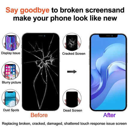 Keep Your iPhone 11 Pro Max Screen Ready for Daily Use - replacement LCD assembly showing cracked before and repaired after