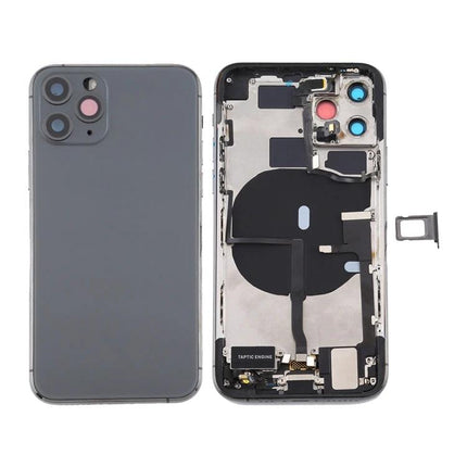 iPhone 11 Pro Max Back Cover Assembly for Everyday Repairs showing front and internal components with SIM tray