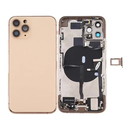 iPhone 11 Pro Max Back Cover Assembly for Everyday Repairs showing gold back panel and internal components with SIM tray
