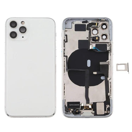 iPhone 11 Pro Max Back Cover Assembly for Everyday Repairs - white rear housing with internal components and SIM tray