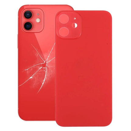 Replacement Back Cover for iPhone 12 Mini Daily Use Repair showing cracked red back and new red replacement panel