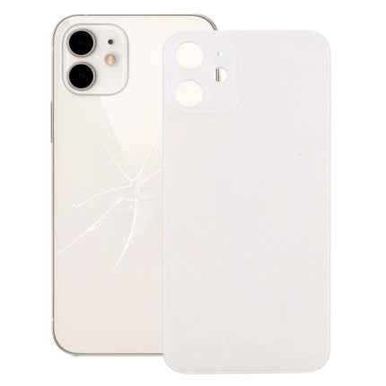 Replacement Back Cover for iPhone 12 Mini Daily Use Repair - white replacement back cover next to cracked iPhone 12 Mini