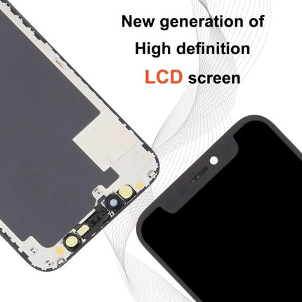 RJ Incell Replacement Screen for iPhone 12 Mini Repairs showing front LCD and digitizer assembly for DIY screen replacement