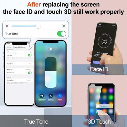 RJ Incell Replacement Screen for iPhone 12 Mini Repairs - shows True Tone, Face ID and 3D Touch working after replacement