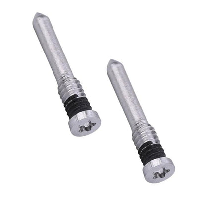 Reliable Screws for Everyday iPhone Repair Needs at Home - pair of precision charging port screws for iPhone 12 Mini, silver with black seal, ready for DIY repair