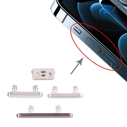 Replacement Buttons for Everyday iPhone Handling and Control - iPhone 12 Pro Max silver power and volume button replacement set