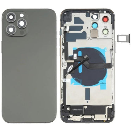 Replacement Back Cover for iPhone 12 Pro Max Daily Use - gray replacement back housing assembly with integrated side keys, speaker, motor and camera lens cutouts