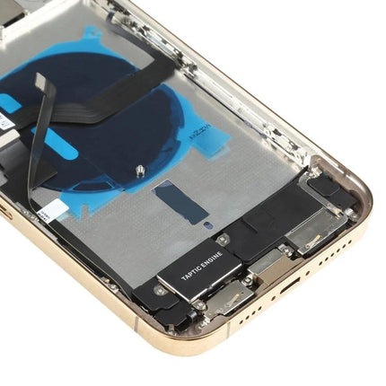 Replacement Back Cover for iPhone 12 Pro Max Daily Use showing internal assembly with integrated side keys, speaker, motor and camera lens