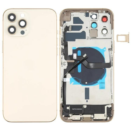 Replacement Back Cover for iPhone 12 Pro Max Daily Use - gold replacement assembly with integrated side keys, speaker, motor and camera lens