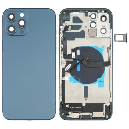 Replacement Back Cover for iPhone 12 Pro Max Daily Use - blue replacement assembly with integrated side keys, speaker, motor and camera lens