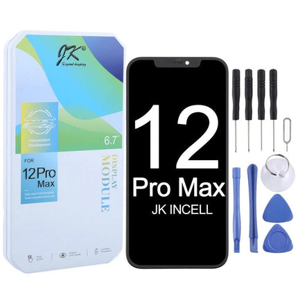 JK Incell Screen for iPhone 12 Pro Max Daily Essentials replacement LCD with INCELL FHD display and repair tool kit