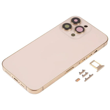 iPhone 13 Pro Back Cover Replacement for Daily Repairs - rose gold rear panel with camera lens cutouts and small hardware