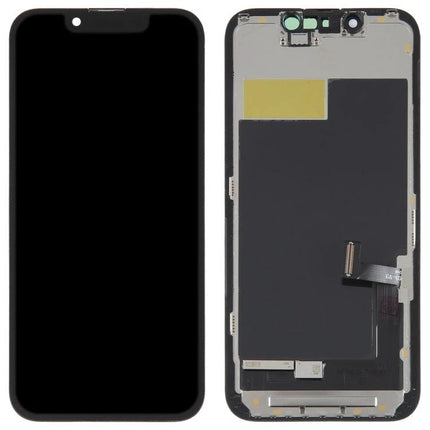 Replacement Screen by ZY incell for Daily iPhone 13 Mini Use - front and back view of replacement screen assembly for iPhone 13 Mini