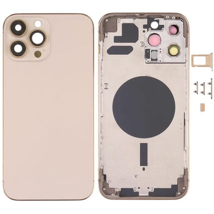 Back Cover Replacement Keeps iPhone Ready for Daily Use - iPhone 13 Pro Max gold rear housing replacement with camera cutouts and internal frame