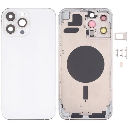 Back Cover Replacement Keeps iPhone Ready for Daily Use - iPhone 13 Pro Max white rear housing with camera rings and internal frame