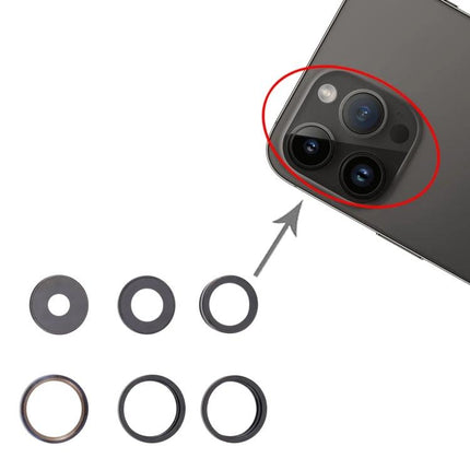 Protective Lens Cover for iPhone 14 Pro Daily Use replacement camera lens rings shown next to iPhone 14 Pro camera module