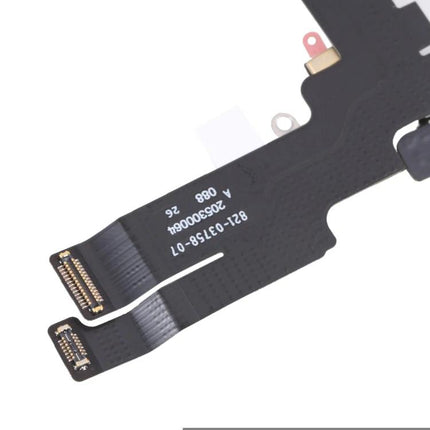 Replacement Flex Cable for iPhone 14 Daily Charging Needs - close-up of black iPhone 14 charging flex cable and connectors