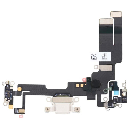 Replacement Flex Cable for iPhone 14 Daily Charging Needs - white charging port assembly on black flex cable