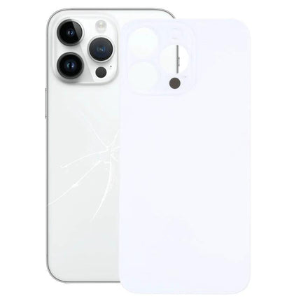 Replacement Glass Back for iPhone 14 Pro Everyday Use - white replacement glass back shown next to cracked iPhone 14 Pro cover