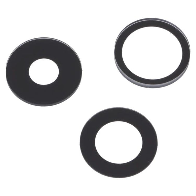 Daily Essential Replacement Back Camera Lens for iPhone 14 Pro – three black circular replacement back camera lens rings shown