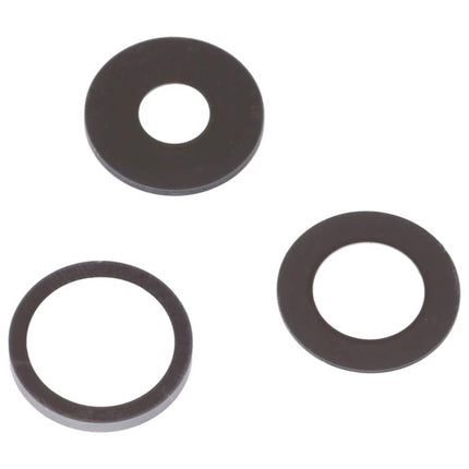 Daily Essential Replacement Back Camera Lens for iPhone 14 Pro - three black circular replacement back camera lens rings on white background