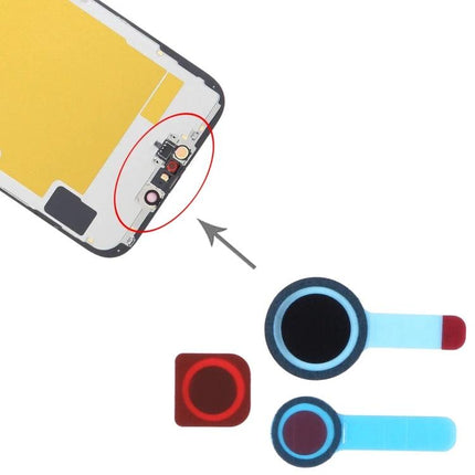 Sealing Sticker for iPhone 14 Front Camera Daily Upkeep shown applied to front camera assembly to protect against dust and moisture