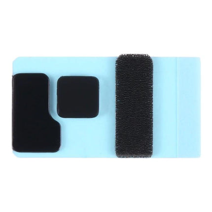 Adhesive Stickers for Daily iPhone Screen Maintenance – blue backing sheet with black adhesive pads for iPhone 14 and 14 Plus screen repair
