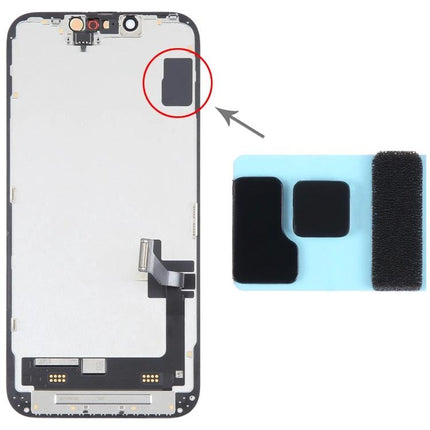 Adhesive Stickers for Daily iPhone Screen Maintenance - black adhesive pads shown for iPhone 14/14 Plus screen repair