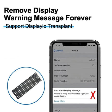 JK Soft Replacement Screen for iPhone 14 Daily Essentials showing removed display warning and replacement assembly