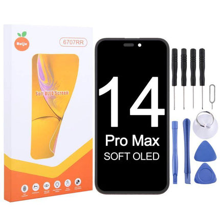 Ruiju Replacement Screen for Everyday iPhone Maintenance Needs - iPhone 14 Pro Max soft OLED replacement kit with tools and pre-assembled LCD
