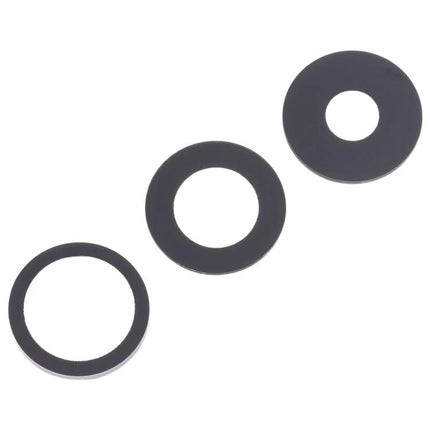 Replacement Back Camera Lens for iPhone 15 Pro Daily Use - three black circular replacement camera lens rings on white background