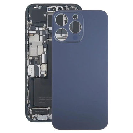 Keep Your iPhone 15 Pro Max Safe with Replacement Back Cover - navy blue replacement back cover shown beside opened iPhone 15 Pro internal components